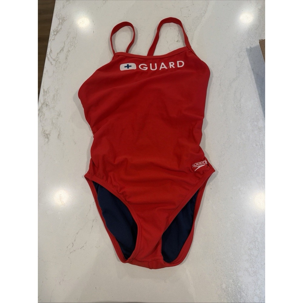 Speedo Guard Flyback Lifeguard Swim Suit, Sz 32, Style #781101 Est 2016-19